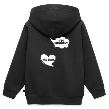 Schwangerschaft ICH HABE HUNGER! ICH AUCH! Lustig - Kinder Premium Organic Zip Hoodie - Schwarz - Hinten - AI Model Kid Male (0cm)