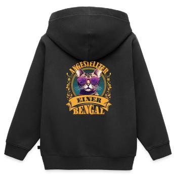 Bengalkatzen Besitzer Lustig ANGESTELLTER EINER - Kinder Premium Organic Zip Hoodie - Schwarz - Hinten - AI Model Kid Male (0cm)