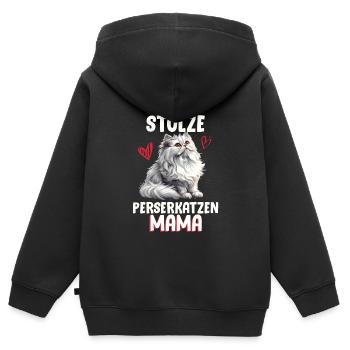 Perserkatze STOLZE PERSERKATZEN MAMA Perser - Kinder Premium Organic Zip Hoodie - Schwarz - Hinten - AI Model Kid Male (0cm)