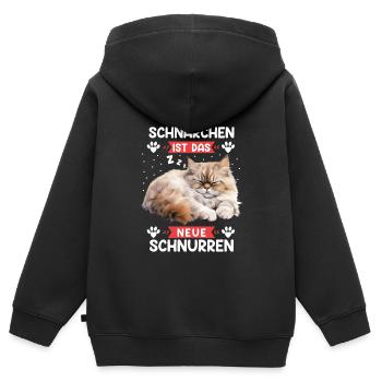 Perserkatze SCHNARCHEN IST DAS NEUE SCHNURREN - Kinder Premium Organic Zip Hoodie - Schwarz - Hinten - AI Model Kid Male (0cm)