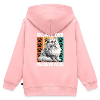 Katzenbesitzer SKLAVE DER PERSERKATZE Lustiges - Kinder Premium Organic Zip Hoodie - Rosa - Hinten - AI Model Kid Female (0cm)