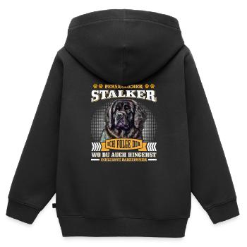 Newfie PERSONAL STALKER Drôle Terre-Neuve - Sweat Premium à capuche zippé enfant bio - noir - Dos - AI Model Kid Male (0cm)