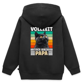 Britische Kurzhaar VOLLZEIT BRITISCH KURZHAAR DAD - Kinder Premium Organic Zip Hoodie - Schwarz - Hinten - AI Model Kid Male (0cm)