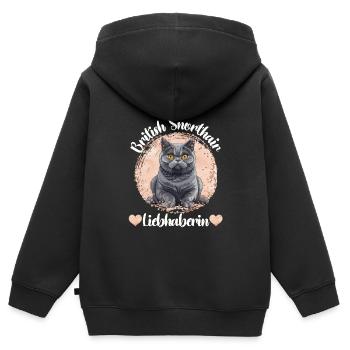 British Shorthair BRITISH SHORTHAIR LOVER - Kids Premium Organic Zip-up Hoodie - black - Back - AI Model Kid Male (0cm)