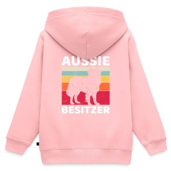 PROPRIÉTAIRE AUSTRALIEN Berger australien Chien Papa - Sweat Premium à capuche zippé enfant bio - rose - Dos - AI Model Kid Female (0cm)