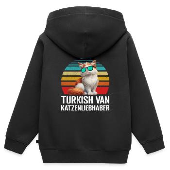 TURC VAN AMOUREUX DES CHATS Turc - Sweat Premium à capuche zippé enfant bio - noir - Dos - AI Model Kid Male (0cm)