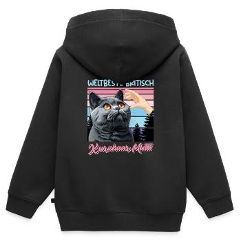 Britisch Kurzhaar WELTBESTE BRITISCH KURZHAAR - Kinder Premium Organic Zip Hoodie - Schwarz - Hinten - AI Model Kid Male (0cm)