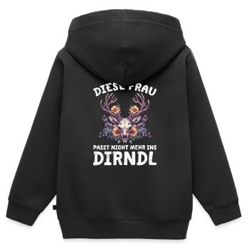 Dirndl zu klein Trachtenshirt Damen Tracht Dirndl - Kinder Premium Organic Zip Hoodie - Schwarz - Hinten - AI Model Kid Male (0cm)