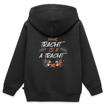 Heute ohne Dirndl Ersatz Dirndl Damen - Kinder Premium Organic Zip Hoodie - Schwarz - Hinten - AI Model Kid Male (0cm)