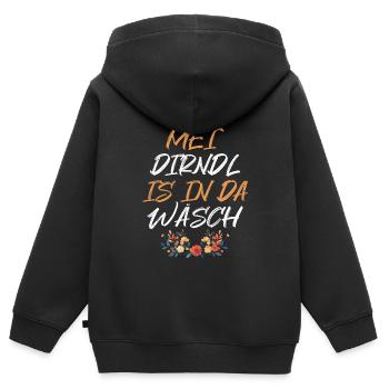 Heute ohne Dirndl Ersatz Dirndl Damen - Kinder Premium Organic Zip Hoodie - Schwarz - Hinten - AI Model Kid Male (0cm)