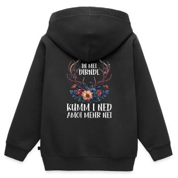 Dirndl zu klein Trachtenshirt Damen Tracht Dirndl - Kinder Premium Organic Zip Hoodie - Schwarz - Hinten - AI Model Kid Male (0cm)