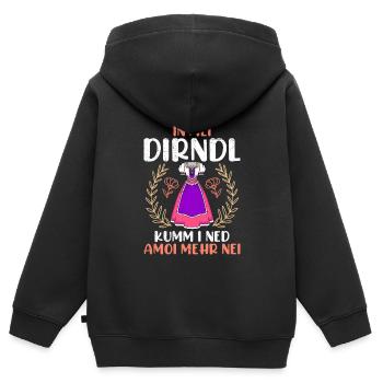 Dirndl zu klein Trachtenshirt Damen Tracht Dirndl - Kinder Premium Organic Zip Hoodie - Schwarz - Hinten - AI Model Kid Male (0cm)
