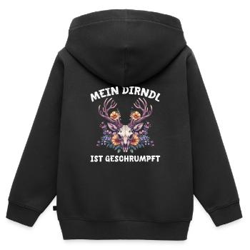 Dirndl zu klein Trachtenshirt Damen Tracht Dirndl - Kinder Premium Organic Zip Hoodie - Schwarz - Hinten - AI Model Kid Male (0cm)