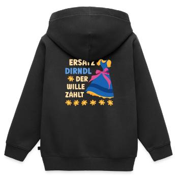 Festival folklorique de Munich SUBSTITUT DIRNDL LA VOLONTÉ COMPTE - Sweat Premium à capuche zippé enfant bio - noir - Dos - AI Model Kid Male (0cm)