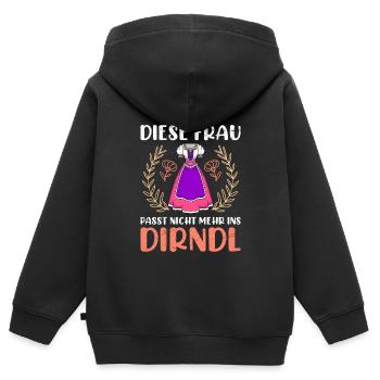 Dirndl zu klein Trachtenshirt Damen Tracht Dirndl - Kinder Premium Organic Zip Hoodie - Schwarz - Hinten - AI Model Kid Male (0cm)