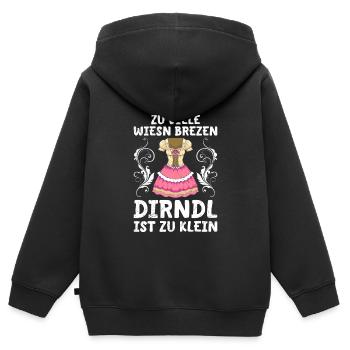 Dirndl zu klein Trachtenshirt Damen Tracht Dirndl - Kinder Premium Organic Zip Hoodie - Schwarz - Hinten - AI Model Kid Male (0cm)