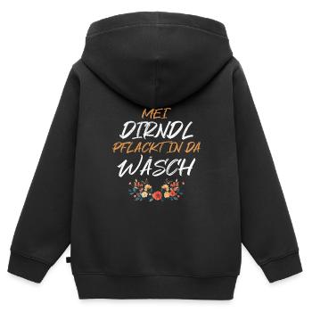 Heute ohne Dirndl Ersatz Dirndl Damen - Kinder Premium Organic Zip Hoodie - Schwarz - Hinten - AI Model Kid Male (0cm)