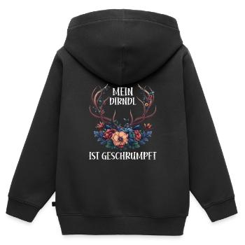 Dirndl zu klein Trachtenshirt Damen Tracht Dirndl - Kinder Premium Organic Zip Hoodie - Schwarz - Hinten - AI Model Kid Male (0cm)