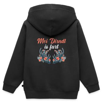 Heute ohne Dirndl Ersatz Dirndl Damen - Kinder Premium Organic Zip Hoodie - Schwarz - Hinten - AI Model Kid Male (0cm)