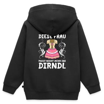 Ne rentre pas dans mon dirndl de remplacement dirndl augmenté - Sweat Premium à capuche zippé enfant bio - noir - Dos - AI Model Kid Male (0cm)