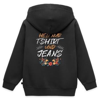 Heute ohne Dirndl Ersatz Dirndl Damen - Kinder Premium Organic Zip Hoodie - Schwarz - Hinten - AI Model Kid Male (0cm)