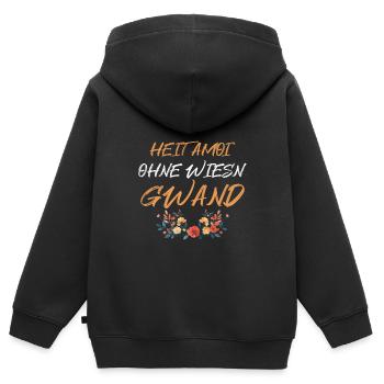 Heute ohne Dirndl Ersatz Dirndl Damen - Kinder Premium Organic Zip Hoodie - Schwarz - Hinten - AI Model Kid Male (0cm)