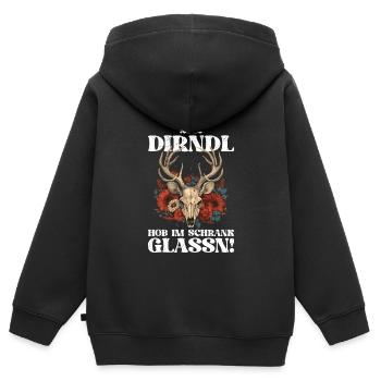 Mein Dirndl hob i im Schrank gelassen Damen - Kinder Premium Organic Zip Hoodie - Schwarz - Hinten - AI Model Kid Male (0cm)