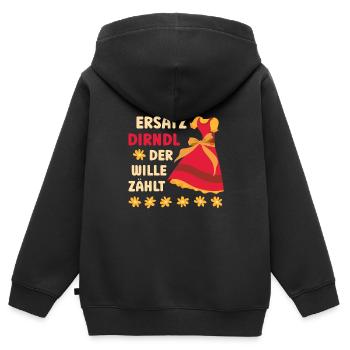 Festival folklorique de Munich SUBSTITUT DIRNDL LA VOLONTÉ COMPTE - Sweat Premium à capuche zippé enfant bio - noir - Dos - AI Model Kid Male (0cm)