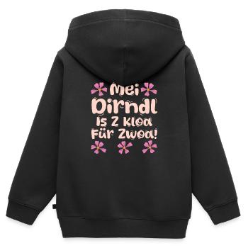 Dirndl MEI DIRNDL IS Z’KLOA FÜR ZWOA Lustiges - Sweat Premium à capuche zippé enfant bio - noir - Dos - AI Model Kid Male (0cm)