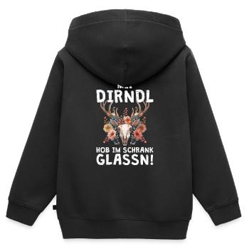 Mein Dirndl hab ich zuhause im Schrank gelassen - Kinder Premium Organic Zip Hoodie - Schwarz - Hinten - AI Model Kid Male (0cm)