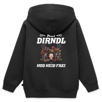 Heute ohne Dirndl Ersatz Dirndl Damen - Kinder Premium Organic Zip Hoodie - Schwarz - Hinten - AI Model Kid Male (0cm)