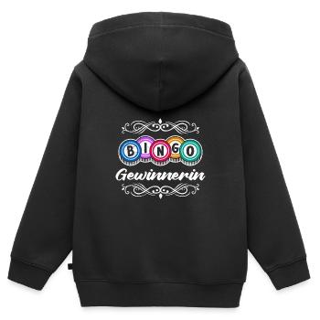 GAGNANT DU BINGO Joueur de bingo drôle Bingo - Sweat Premium à capuche zippé enfant bio - noir - Dos - AI Model Kid Male (0cm)