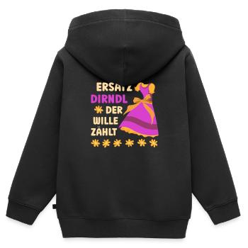 Festival folklorique de Munich SUBSTITUT DIRNDL LA VOLONTÉ COMPTE - Sweat Premium à capuche zippé enfant bio - noir - Dos - AI Model Kid Male (0cm)