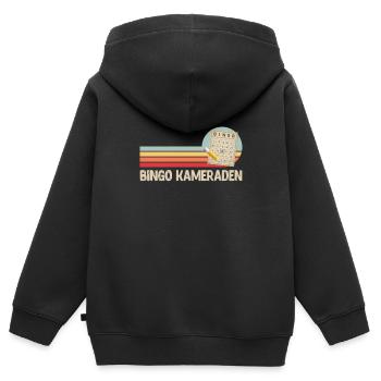 BINGO CAMARADES Soirées Bingo Amis Bingo - Sweat Premium à capuche zippé enfant bio - noir - Dos - AI Model Kid Male (0cm)