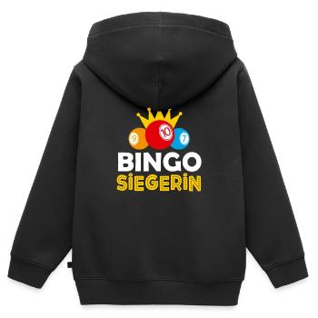 Bingo Oma BINGO SIEGERIN Lustiges Bingo Spielerin - Kinder Premium Organic Zip Hoodie - Schwarz - Hinten - AI Model Kid Male (0cm)