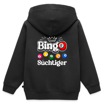 BINGO ADDICT Joueur de bingo drôle Bingo - Sweat Premium à capuche zippé enfant bio - noir - Dos - AI Model Kid Male (0cm)