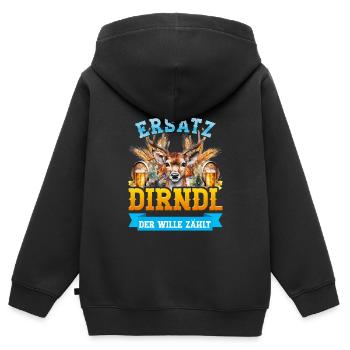 Festival folklorique de Munich SUBSTITUT DIRNDL LA VOLONTÉ COMPTE - Sweat Premium à capuche zippé enfant bio - noir - Dos - AI Model Kid Male (0cm)