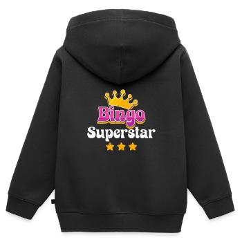 Bingospielerin BINGO SUPERSTAR Lustiges Bingo - Kinder Premium Organic Zip Hoodie - Schwarz - Hinten - AI Model Kid Male (0cm)