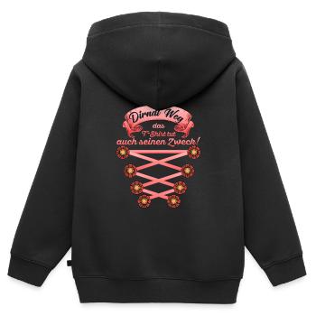 DIRNDL GONE THE T-SHIRT ALSO DOES ITS JOB - Kids Premium Organic Zip-up Hoodie - black - Back - AI Model Kid Male (0cm)
