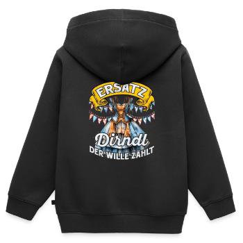 Festival folklorique de Munich SUBSTITUT DIRNDL LA VOLONTÉ COMPTE - Sweat Premium à capuche zippé enfant bio - noir - Dos - AI Model Kid Male (0cm)