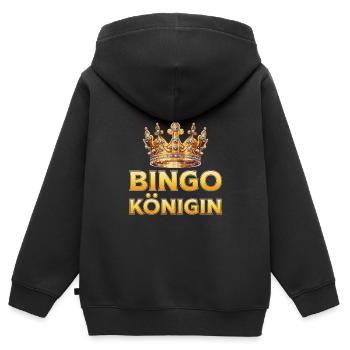 BINGO QUEEN Joueur de bingo Amateur de bingo - Sweat Premium à capuche zippé enfant bio - noir - Dos - AI Model Kid Male (0cm)