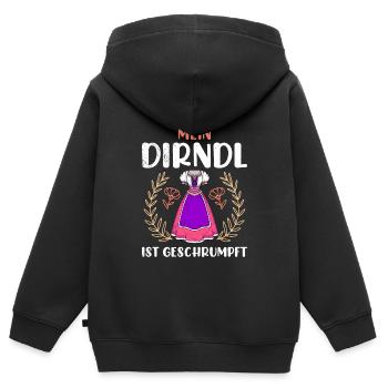 Dirndl zu klein Trachtenshirt Damen Tracht Dirndl - Kinder Premium Organic Zip Hoodie - Schwarz - Hinten - AI Model Kid Male (0cm)