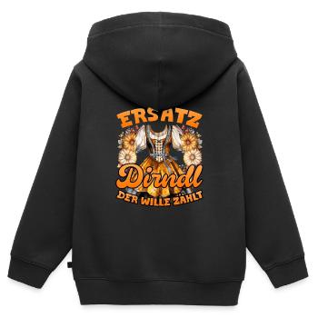Festival folklorique de Munich SUBSTITUT DIRNDL LA VOLONTÉ COMPTE - Sweat Premium à capuche zippé enfant bio - noir - Dos - AI Model Kid Male (0cm)