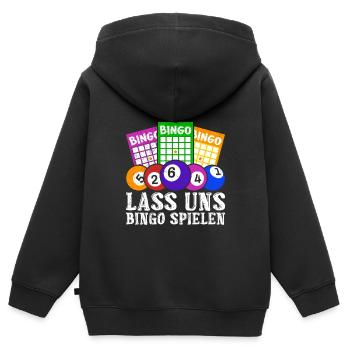Bingo Damen LASS UNS BINGO SPIELEN Lustiges - Kinder Premium Organic Zip Hoodie - Schwarz - Hinten - AI Model Kid Male (0cm)