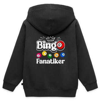 BINGO FANATICS Drôle Bingo Amant Bingo - Sweat Premium à capuche zippé enfant bio - noir - Dos - AI Model Kid Male (0cm)
