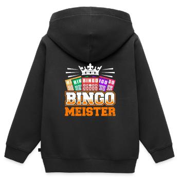 Joueurs de bingo BINGO MASTER Amateurs de bingo - Sweat Premium à capuche zippé enfant bio - noir - Dos - AI Model Kid Male (0cm)