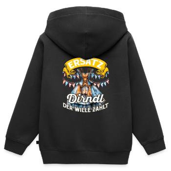 Festival folklorique de Munich SUBSTITUT DIRNDL LA VOLONTÉ COMPTE - Sweat Premium à capuche zippé enfant bio - noir - Dos - AI Model Kid Male (0cm)