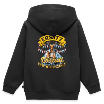 Festival folklorique de Munich SUBSTITUT DIRNDL LA VOLONTÉ COMPTE - Sweat Premium à capuche zippé enfant bio - noir - Dos - AI Model Kid Male (0cm)
