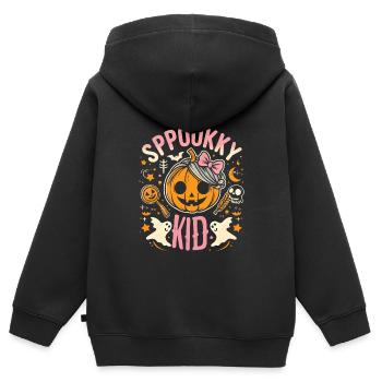 Costume d’Halloween SPOOKY KID Drôle Halloween - Sweat Premium à capuche zippé enfant bio - noir - Dos - AI Model Kid Male (0cm)