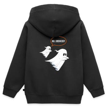 Halloween Kostüm Kinder BUH! ERWISCHT! Lustiges - Kinder Premium Organic Zip Hoodie - Schwarz - Hinten - AI Model Kid Male (0cm)